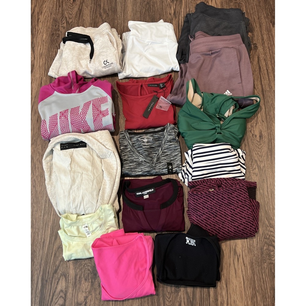 Lot of 15 Women's Tops Blouses Pants Blazer Hoddie Great Brands Size L READ